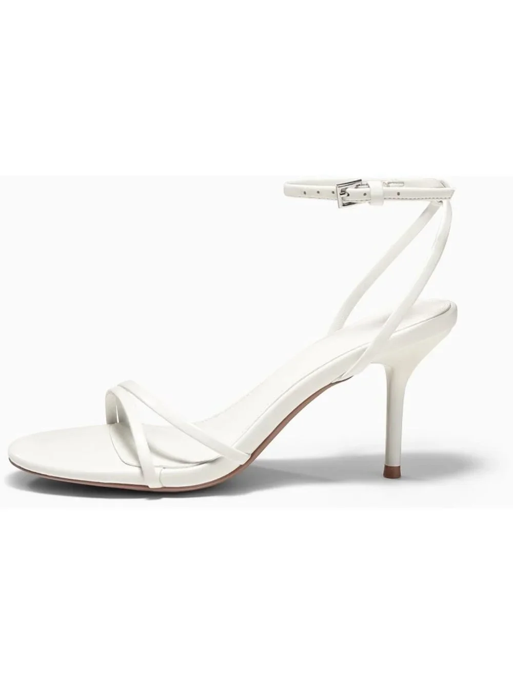 Women's White Strappy High Heels Sandals Open Toe Ankle Strap Summer Dress Shoes